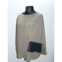 Beżowo złotawy sweter w stylu OVERSIZE z wydłużonym tyłem